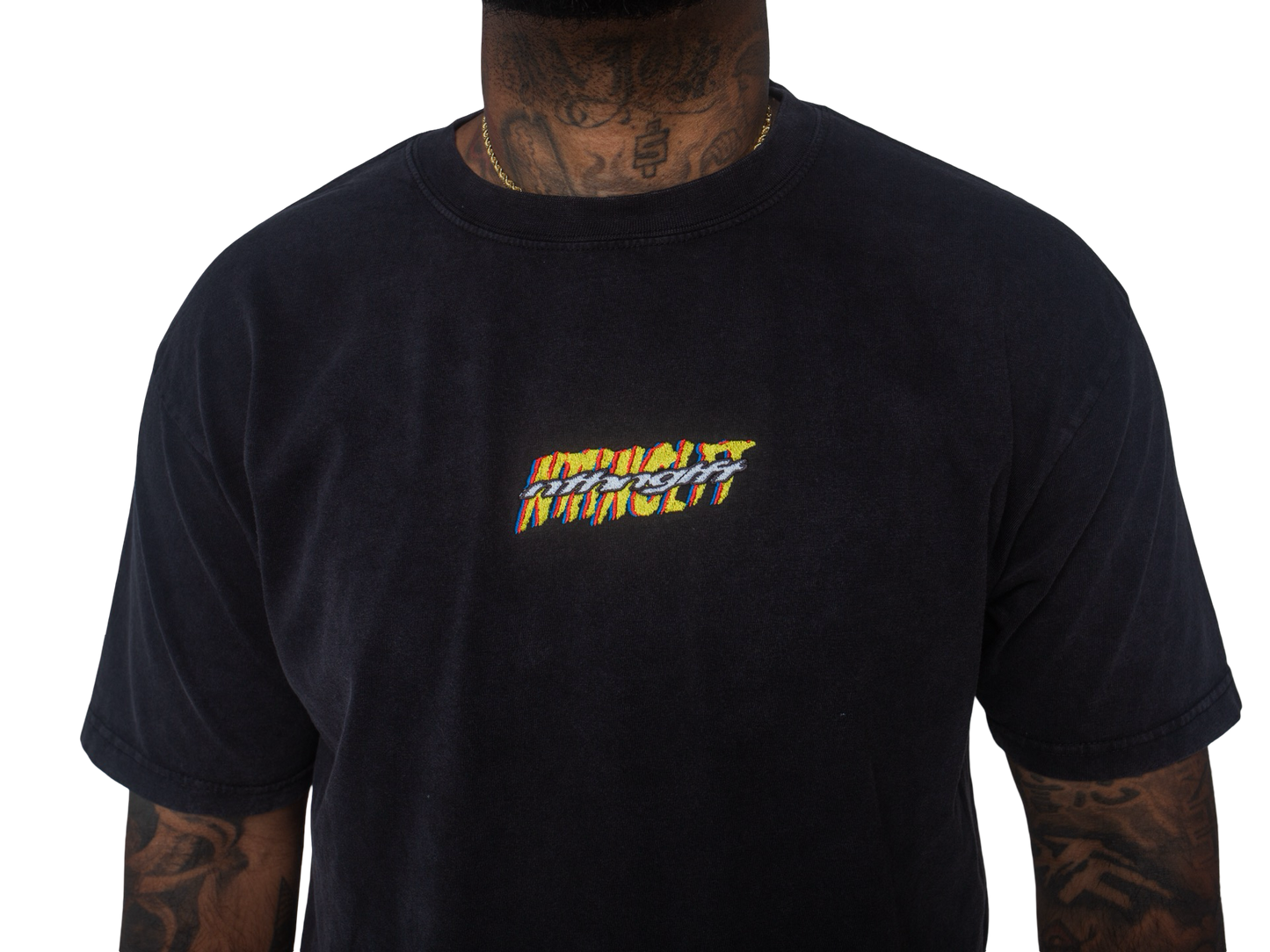 Nthnglft Foundation text logo jersey cotton T-shirt- Mineral wash black