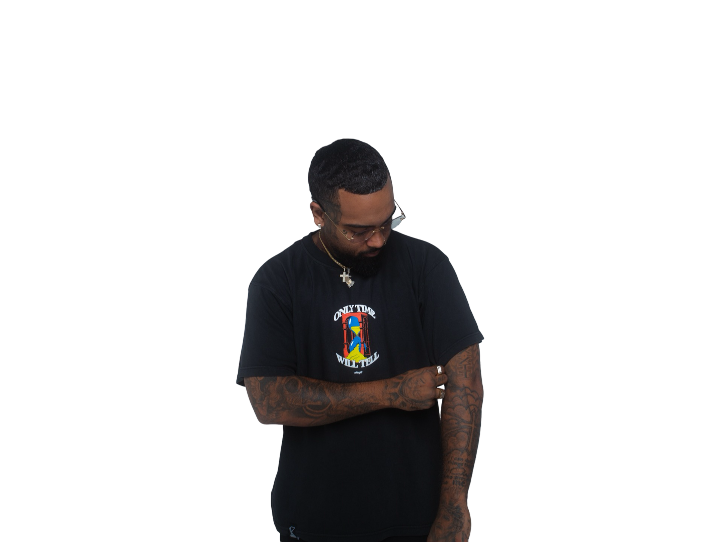 Nthnglft “OTWT” 3D hourglass jersey cotton T-shirt- Black