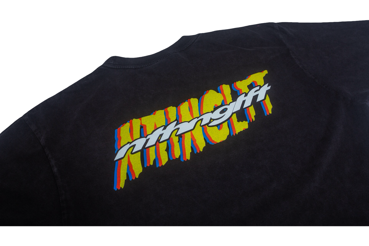 Nthnglft Foundation text logo jersey cotton T-shirt- Mineral wash black