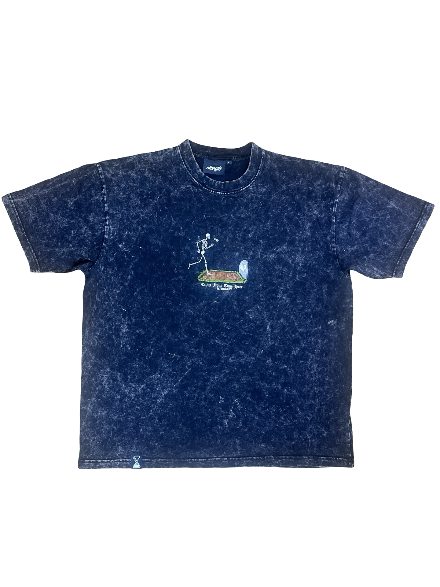Nthnglft “Enjoy Your Time Here” T-Shirt- Mineral Wash Black